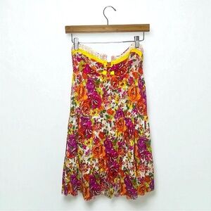 Betsey Johnson Swim Floral Swim Coverup Dress Skirted One Piece Dress Medium